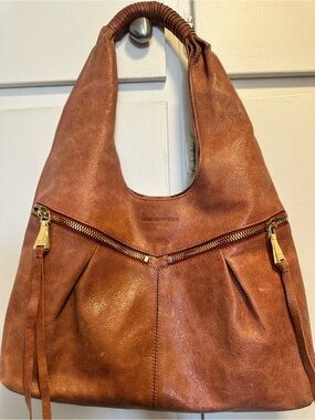 Genuine Leather Hobo Tote Bag - Light Rust Gia